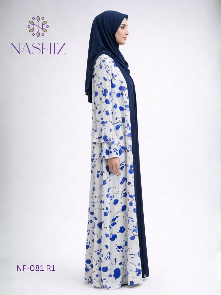 Printed Kimono with Black Inner – 2PC