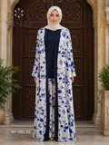 Printed Kimono With Black Inner - 3pc With Pant