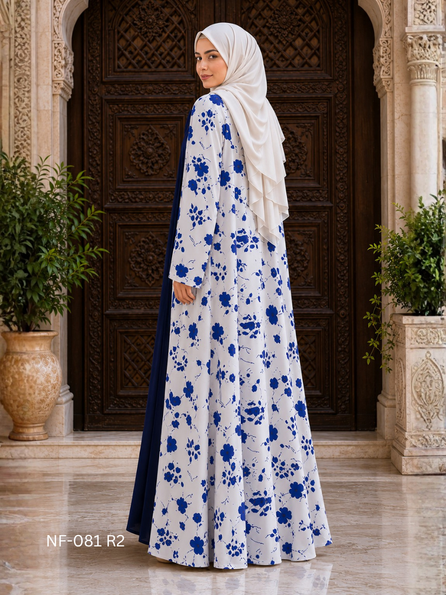 Printed Kimono With Black Inner - 3pc With Pant
