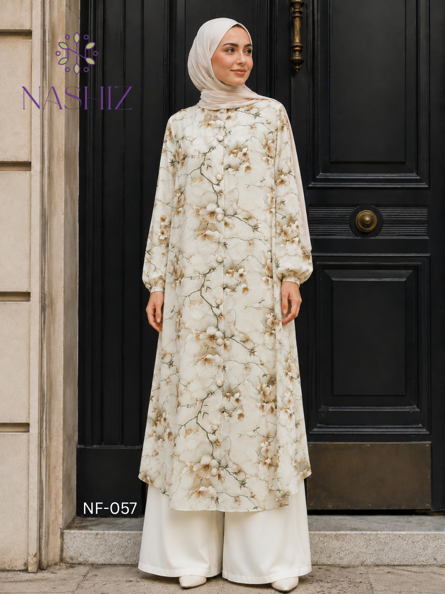 Printed Long Top With Flare Pant
