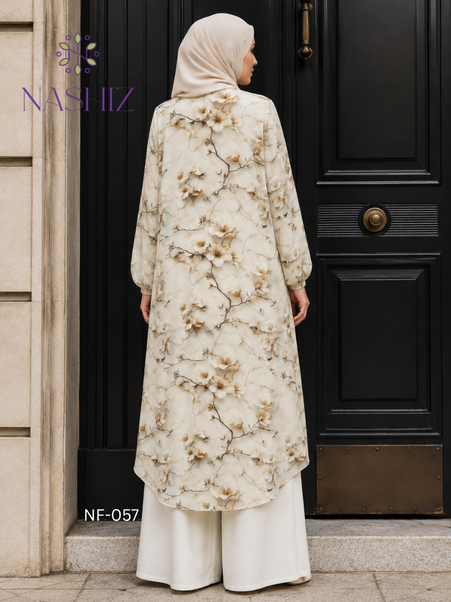 Printed Long Top With Flare Pant