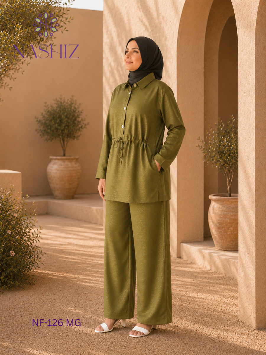 Long Button Top With Flared Pant