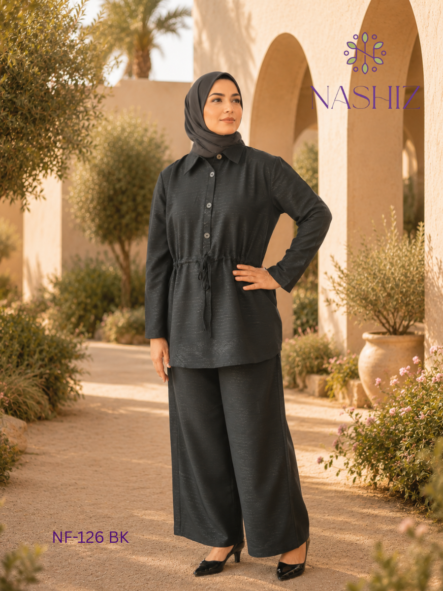 Long Button Top With Flared Pant