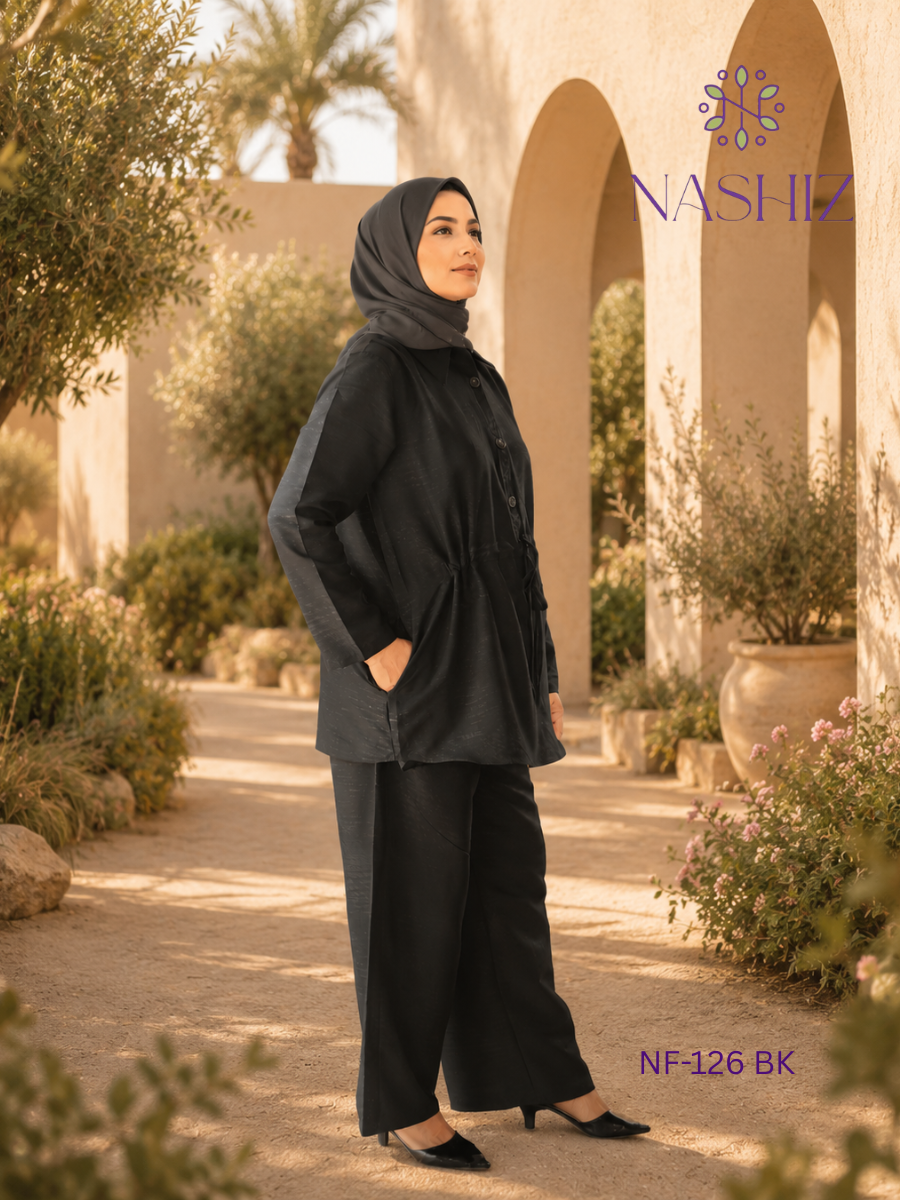 Long Button Top With Flared Pant