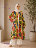Long Printed Button Front Long Top