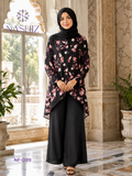 Black Floral Front Short Top