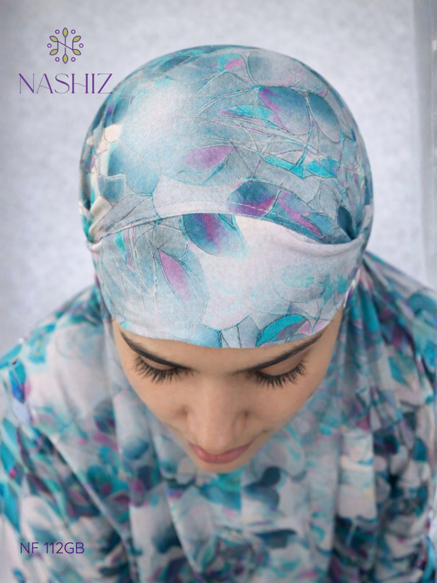Viscose Cotton Prayer Cloth – Grey & Blue Print