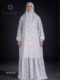 Soft Satin Prayer Cloth Top – White With Black Jaguar Print