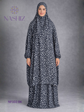 Soft Satin 2 Pc Prayer Cloth – Black With White Jaguar Print