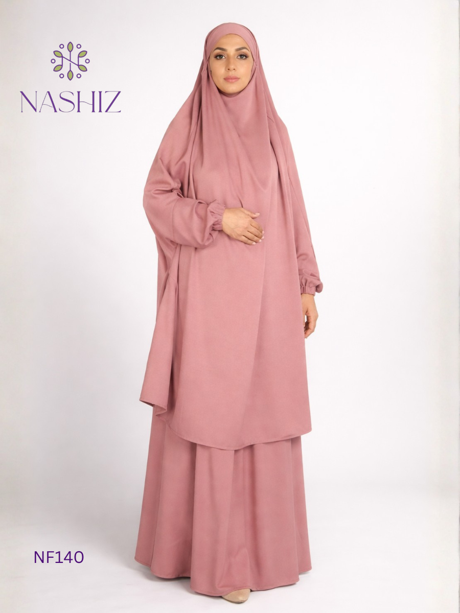 Moss Crepe 2 Pc Prayer Cloth – Rouge Pink With Pockets