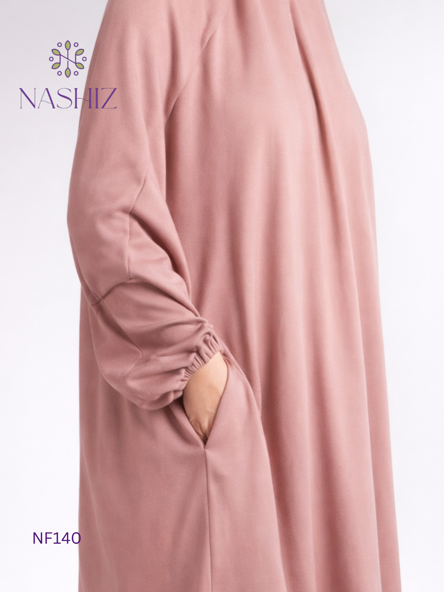 Moss Crepe 2 Pc Prayer Cloth – Rouge Pink With Pockets