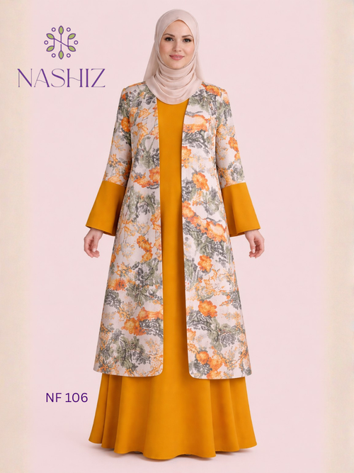 Brown Inner With Short Floral Top With Bell Sleeves