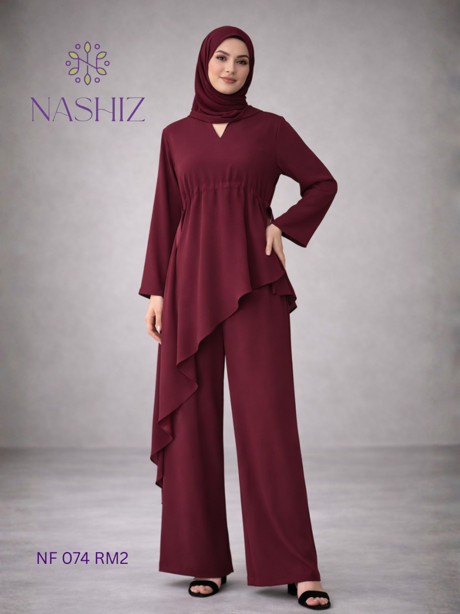 Side Long Top With Flare Pants