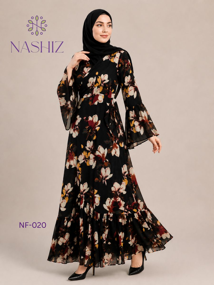 Floral Wrapper Dress - Long