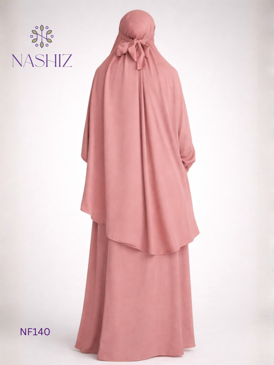 Moss Crepe 2 Pc Prayer Cloth – Rouge Pink With Pockets