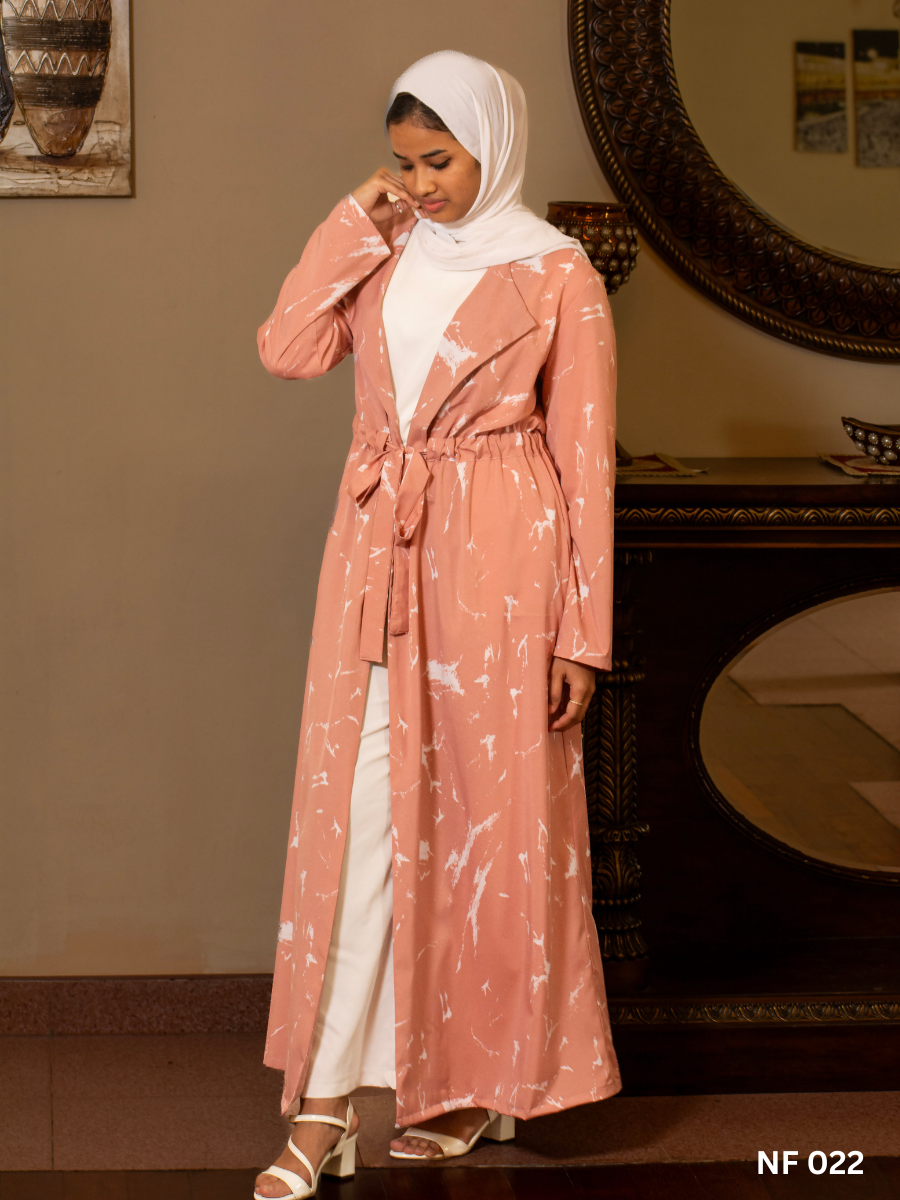 Long Coat Dress With Belt - Pink