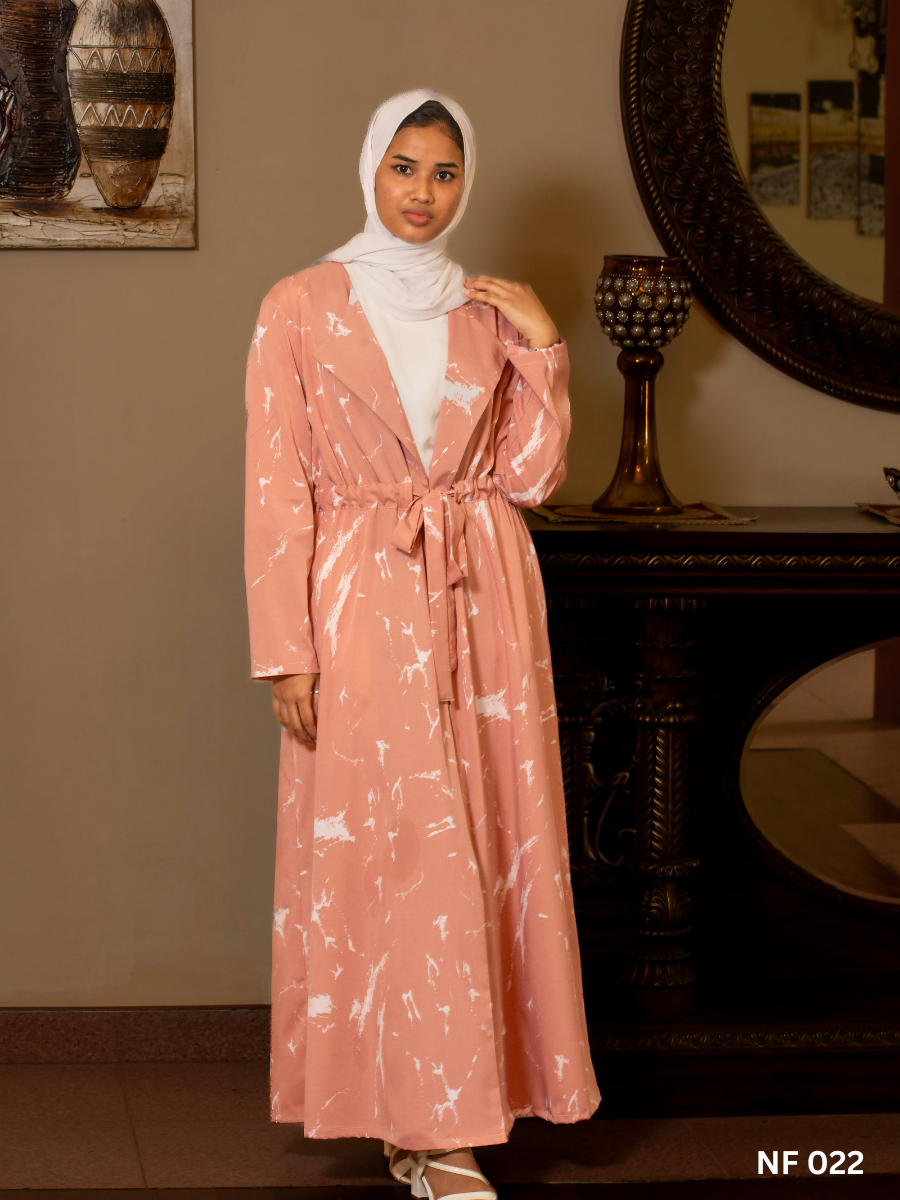 Long Coat Dress With Belt - Pink