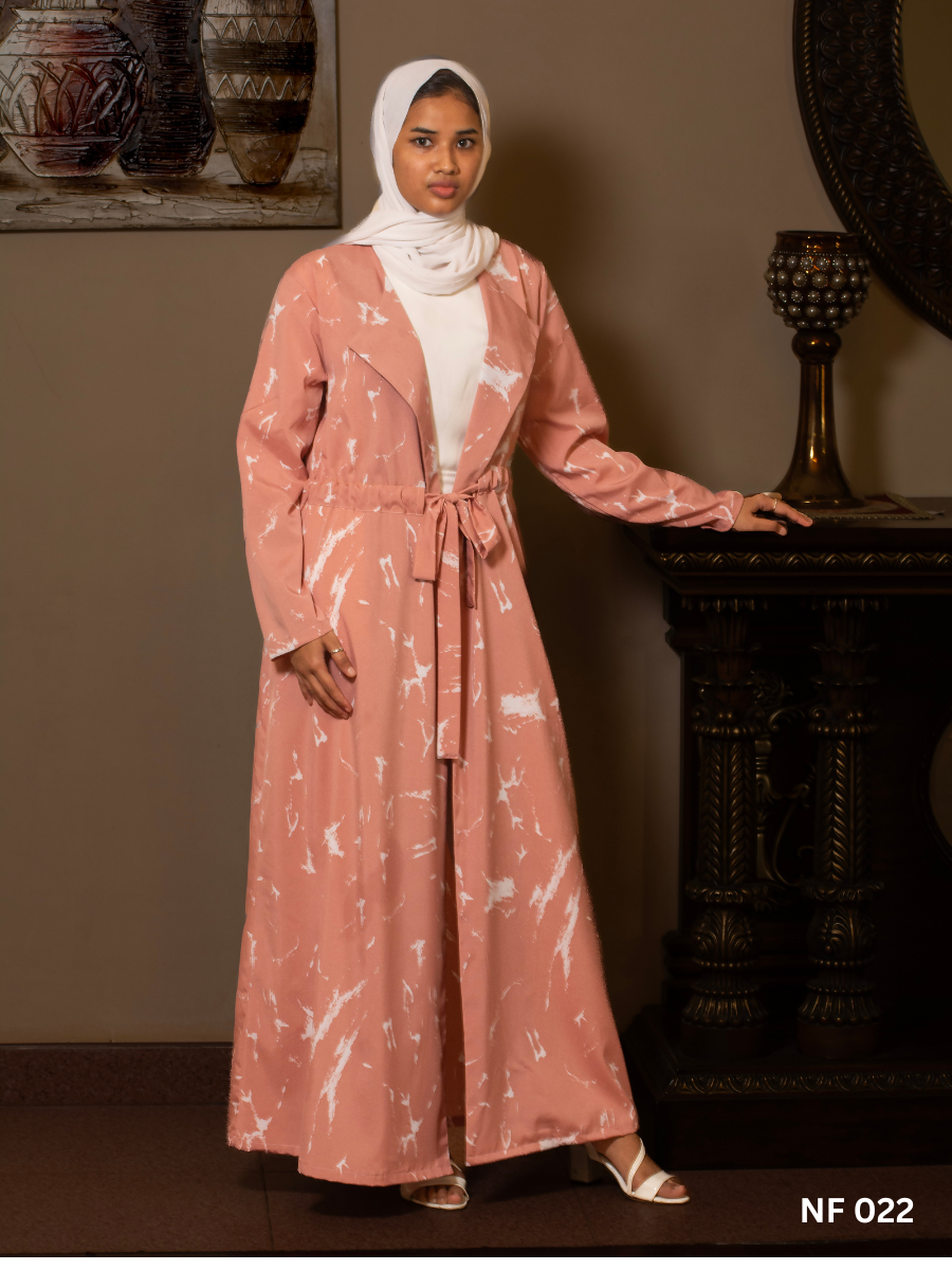 Long Coat Dress With Belt - Pink