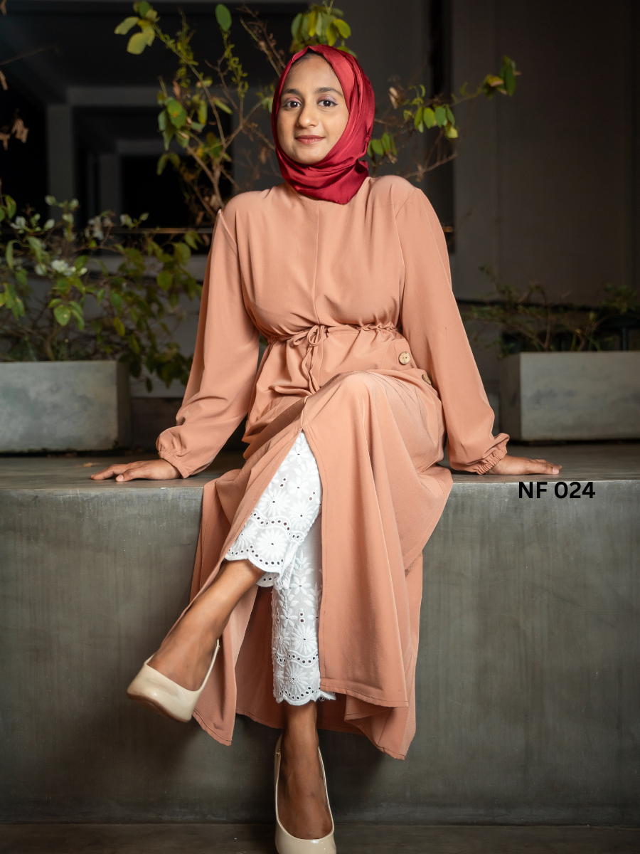 Long Dress Button Pocket - Pink