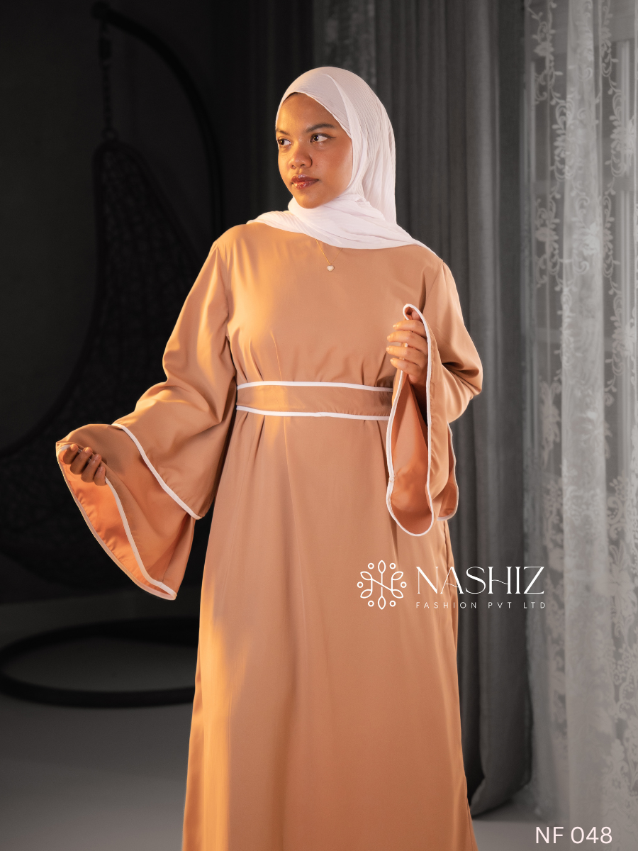 Bell Sleeve Long Dress - Beige