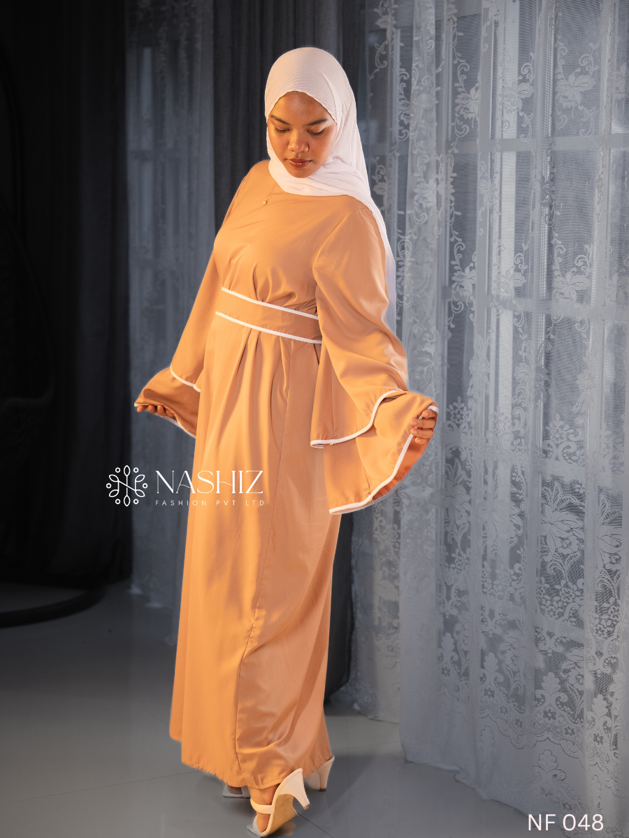 Bell Sleeve Long Dress - Beige