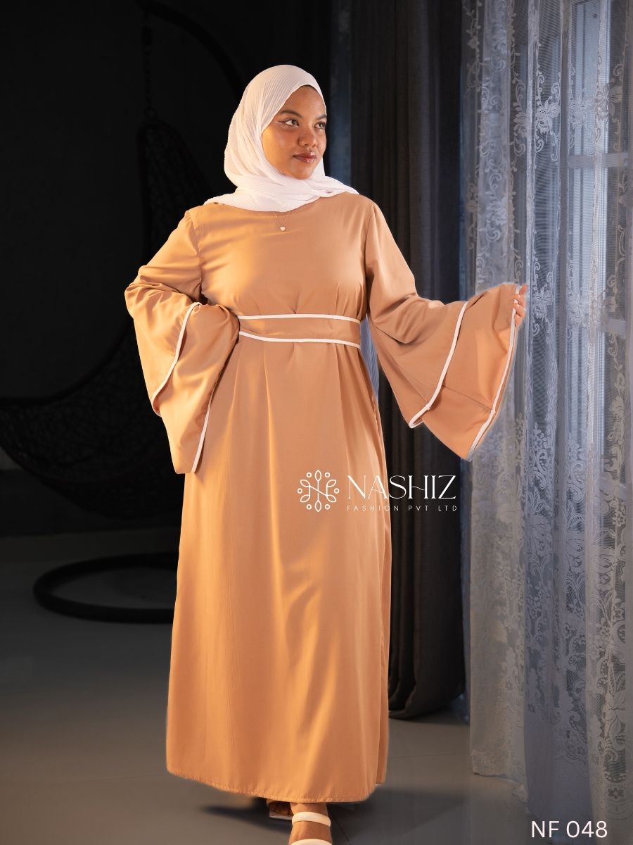 Bell Sleeve Long Dress - Beige
