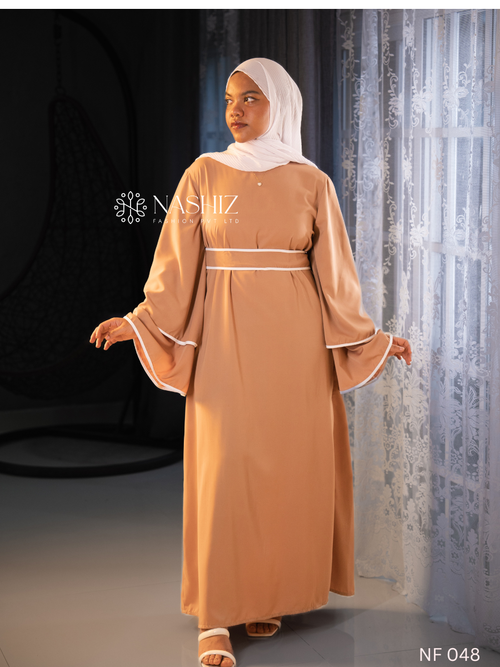 Bell Sleeve Long Dress - Beige
