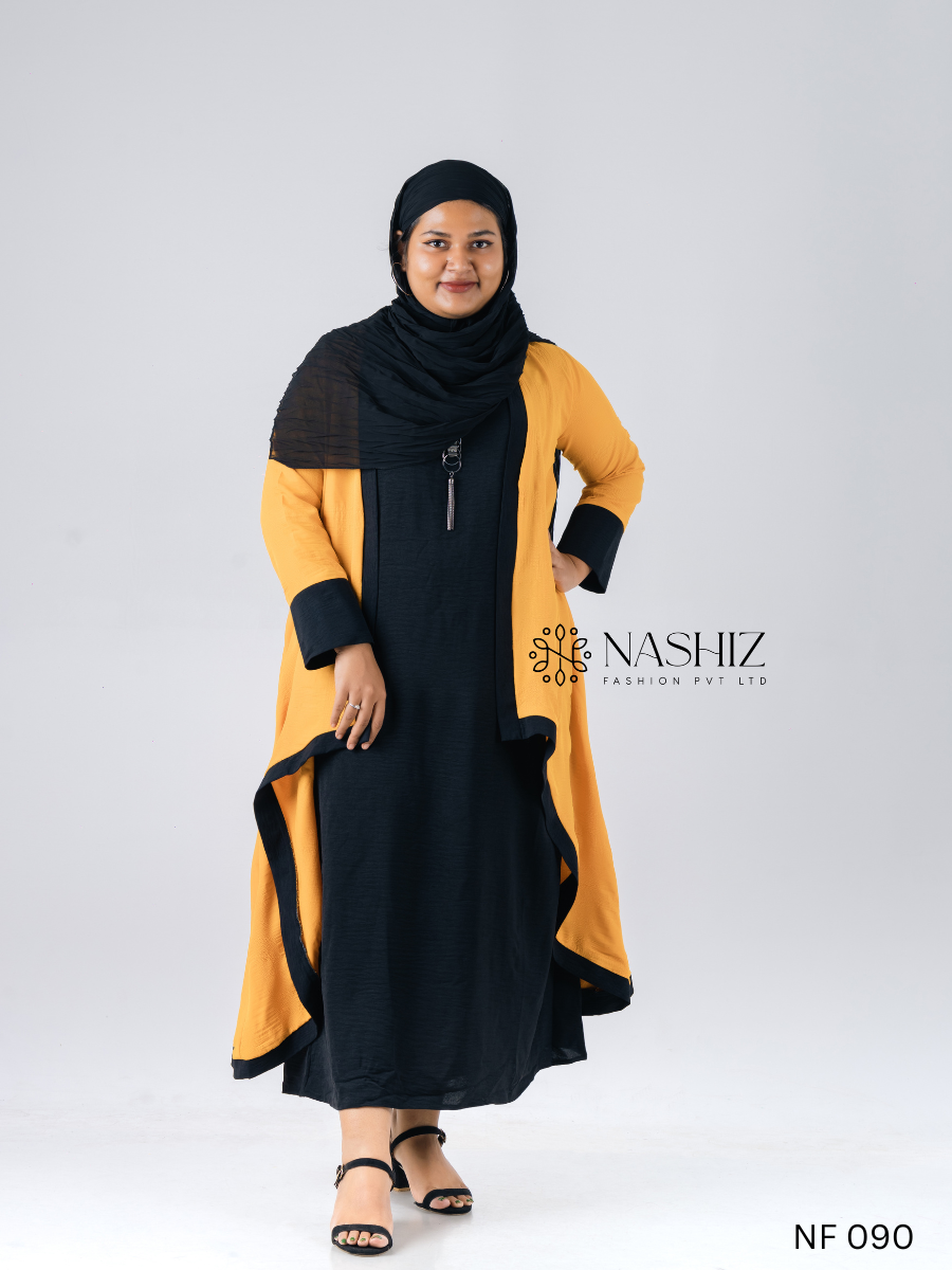 Front Open Long Top 1 Pc – Mustard Colour