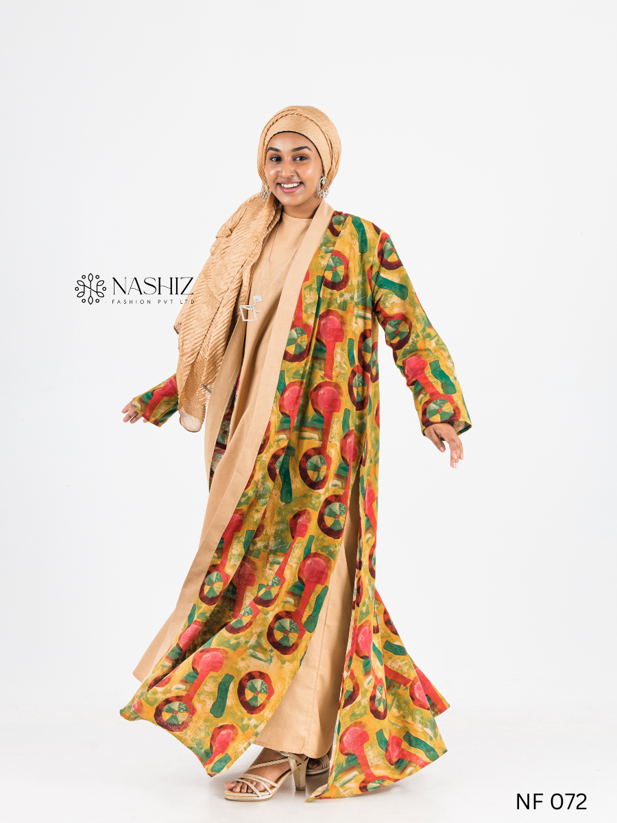 Printed Linen Kimono With Peach Inner
