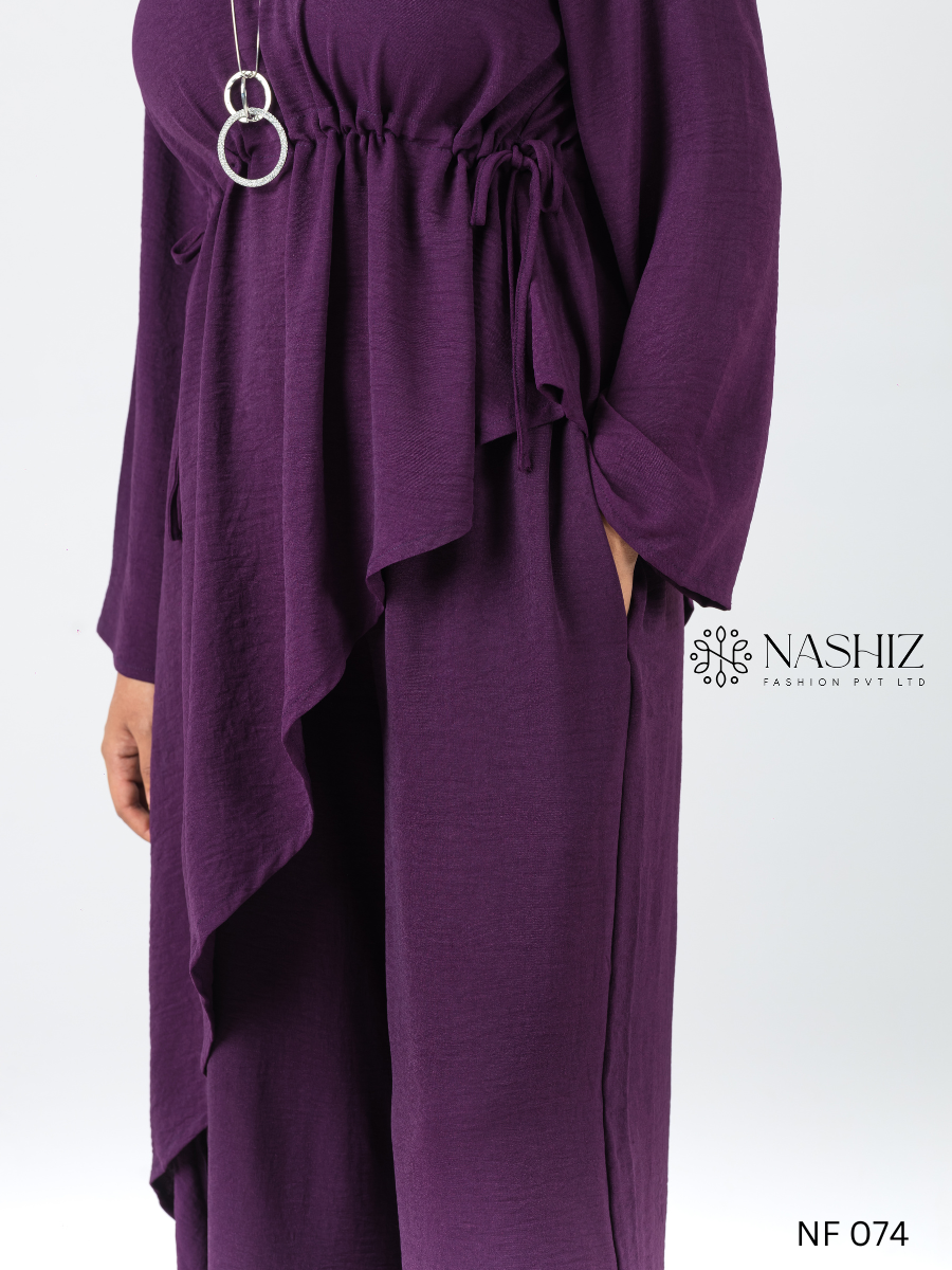 Side Long Top With Flare Pants