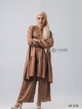 2 Layer Short Top With Pant - Brown