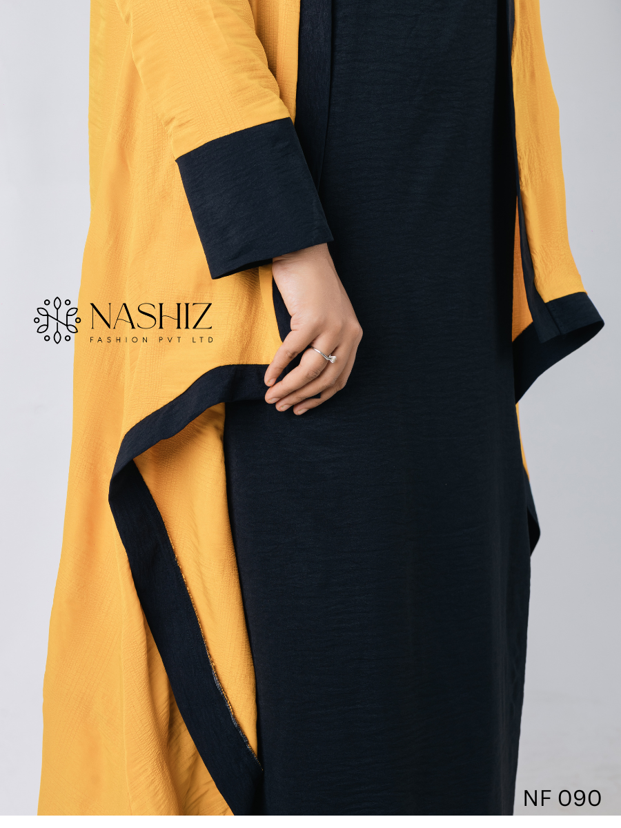 Front Open Long Top 1 Pc – Mustard Colour