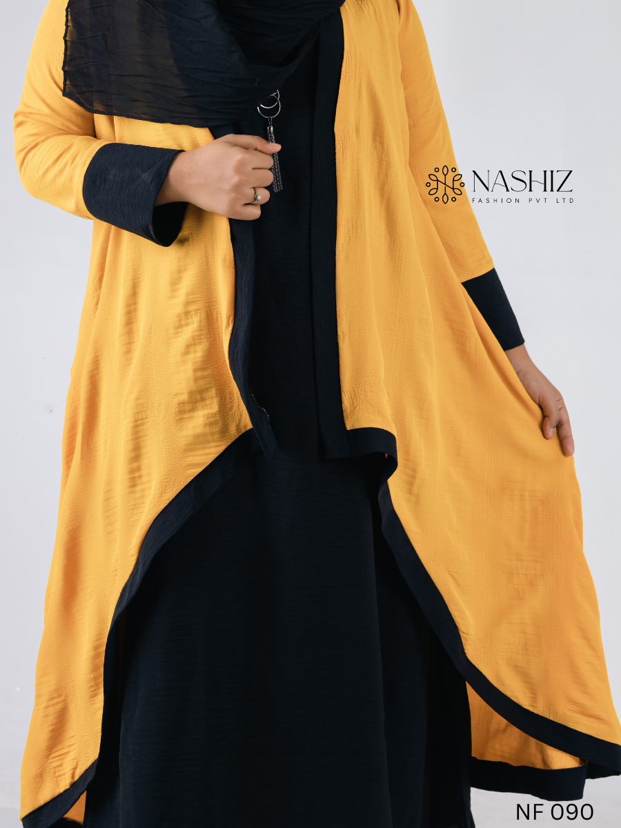 Front Open Long Top 1 Pc – Mustard Colour