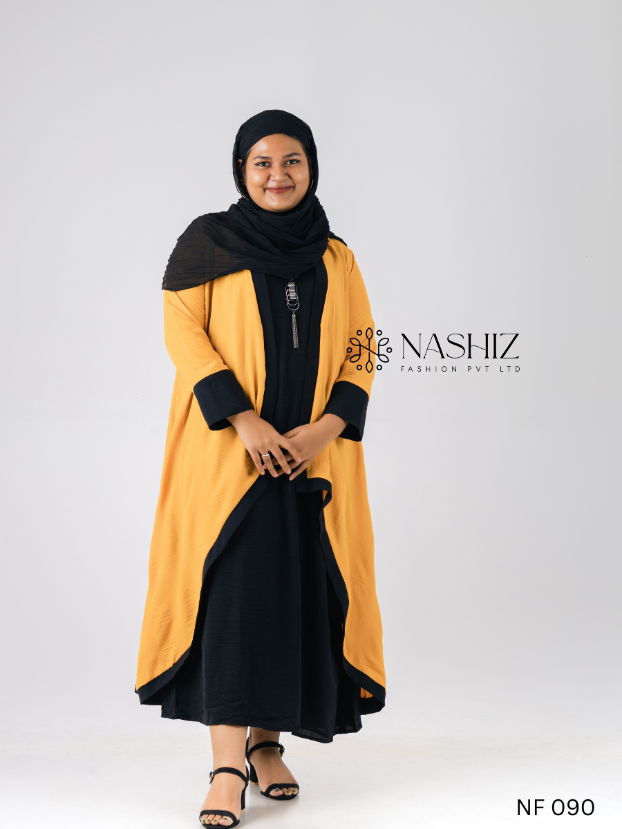 Front Open Long Top 1 Pc – Mustard Colour