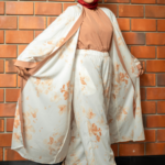 Kimono with flare plant and inner - 3 pc set