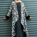 Leopard-Print Ruffle-Style kimono with white inner