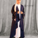 Open-Front Ruffle- Style Kimono with light Blue Linen inner