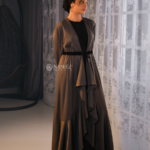 Unique Grey Ruffle Style Dress with Patchwork