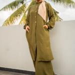 Long button-up Top with matching Flare pants