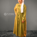 Olive Green full-length buttoned Dress