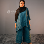 Blue Top with Side Buttons & Flare Pants