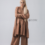 Modest Ruffle Style Top With Flare Pants